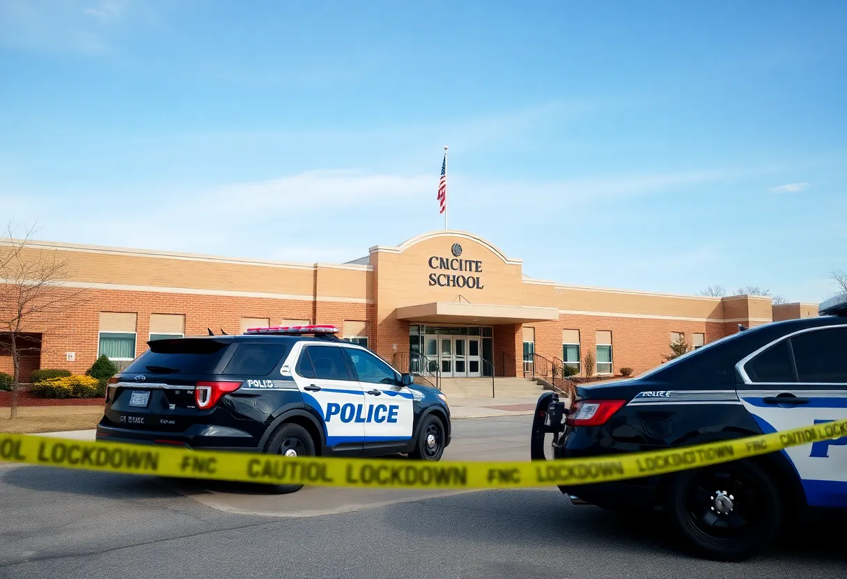 Police response outside American Leadership Academy during a lockdown.