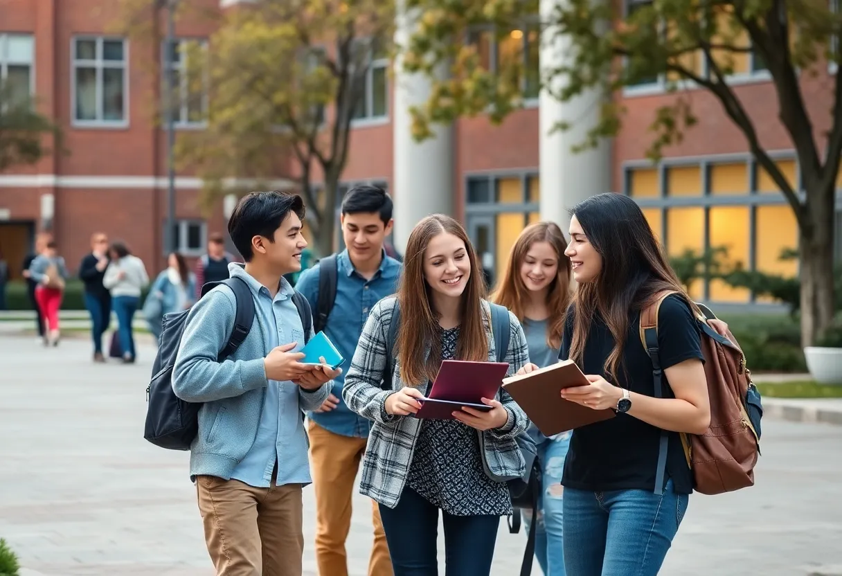 Students on Columbia College campus during academic restructuring