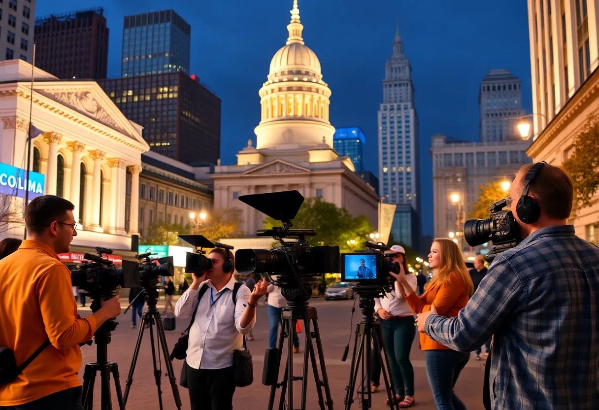 Scene depicting film professionals in Columbia, SC.