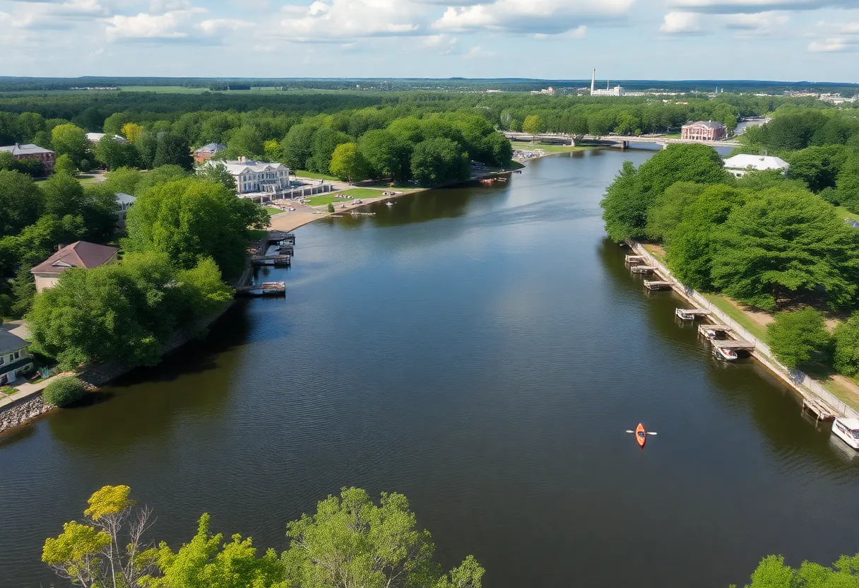 Scenic view of Columbia South Carolina with rivers and recreational activities