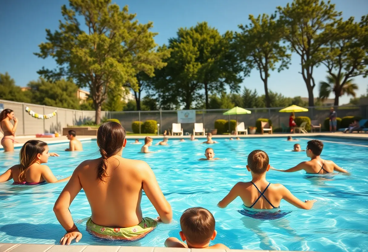 Enjoying a sunny day at Columbia SC swimming pool