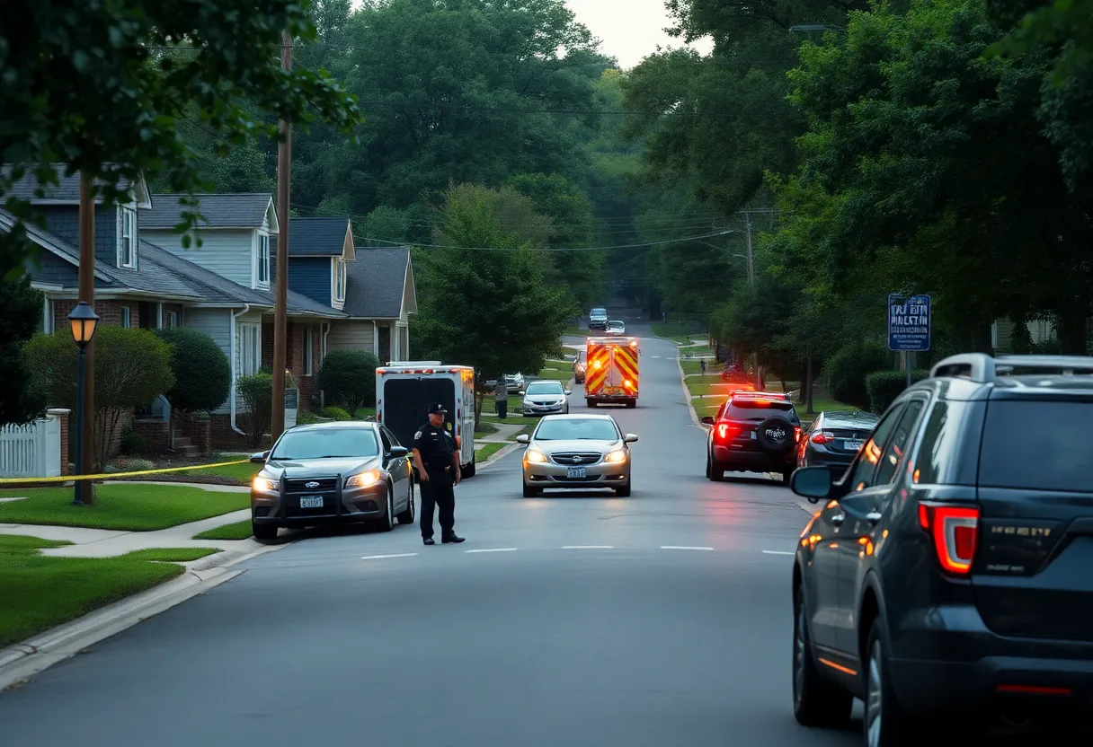 Police and emergency responders at the scene of a shooting in Columbia, SC