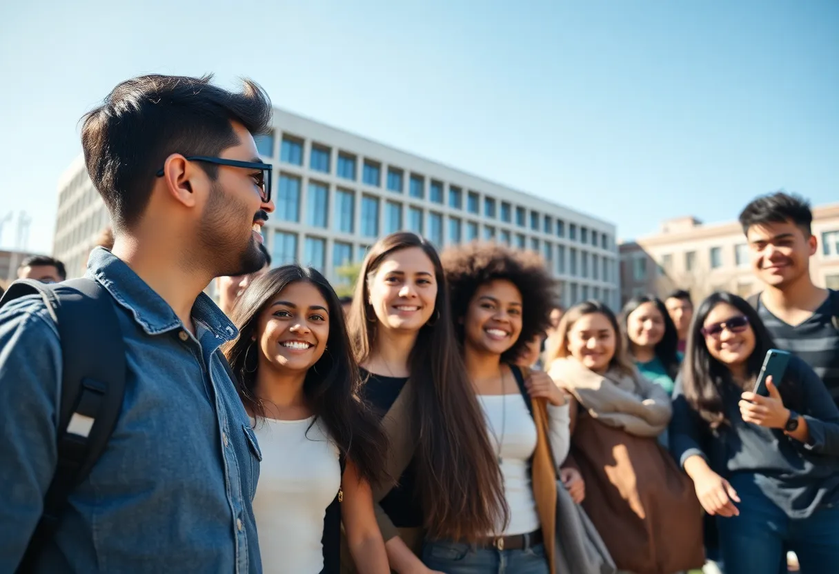 A group of international students enjoying campus life at Columbia University.