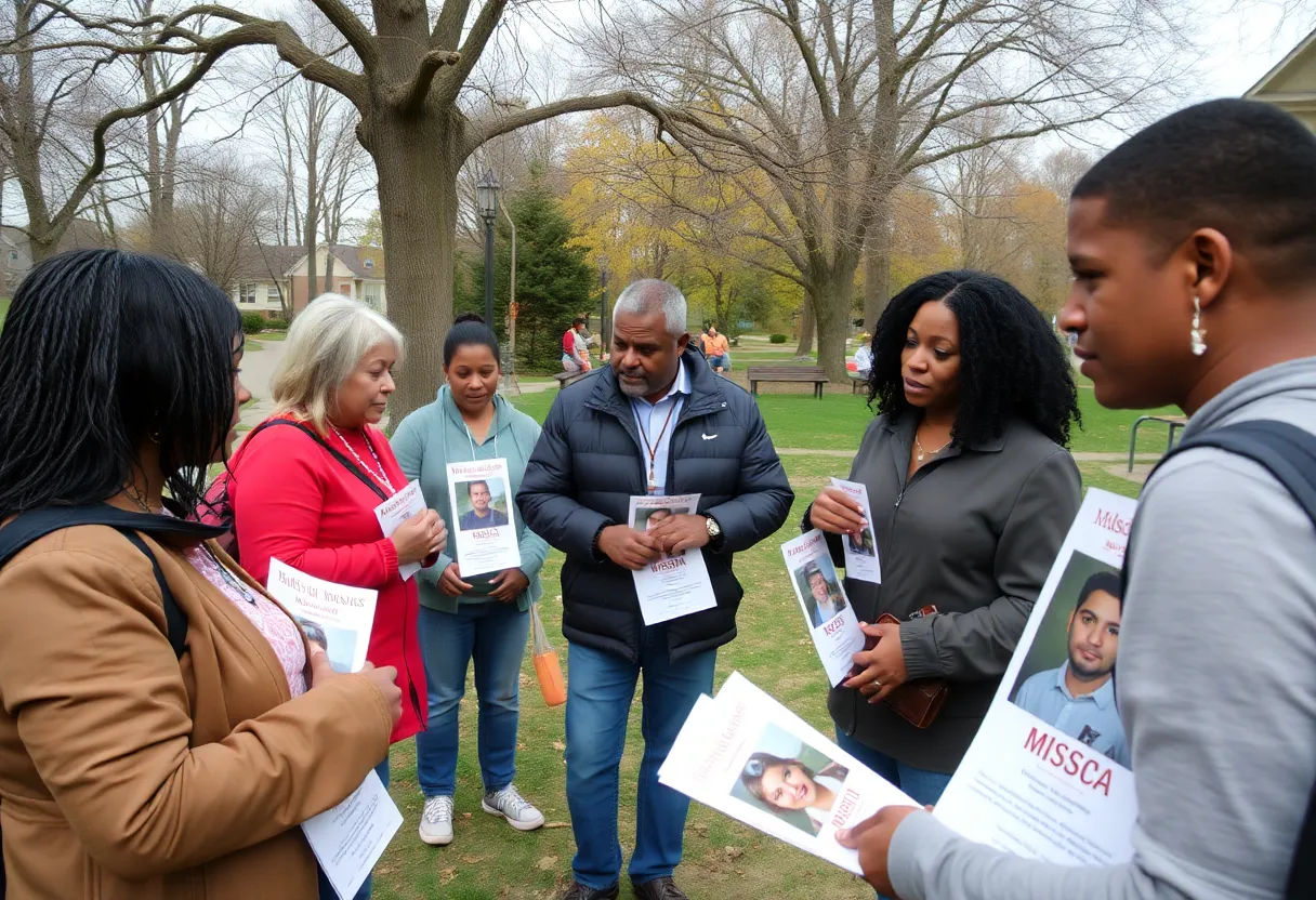 Citizens gather to discuss the case of a missing person in Columbia.