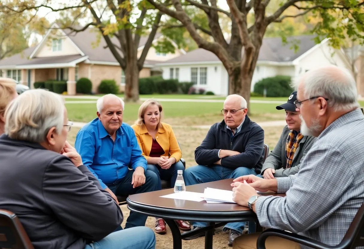 Residents of Lexington County discussing sewer billing issues at a community meeting.