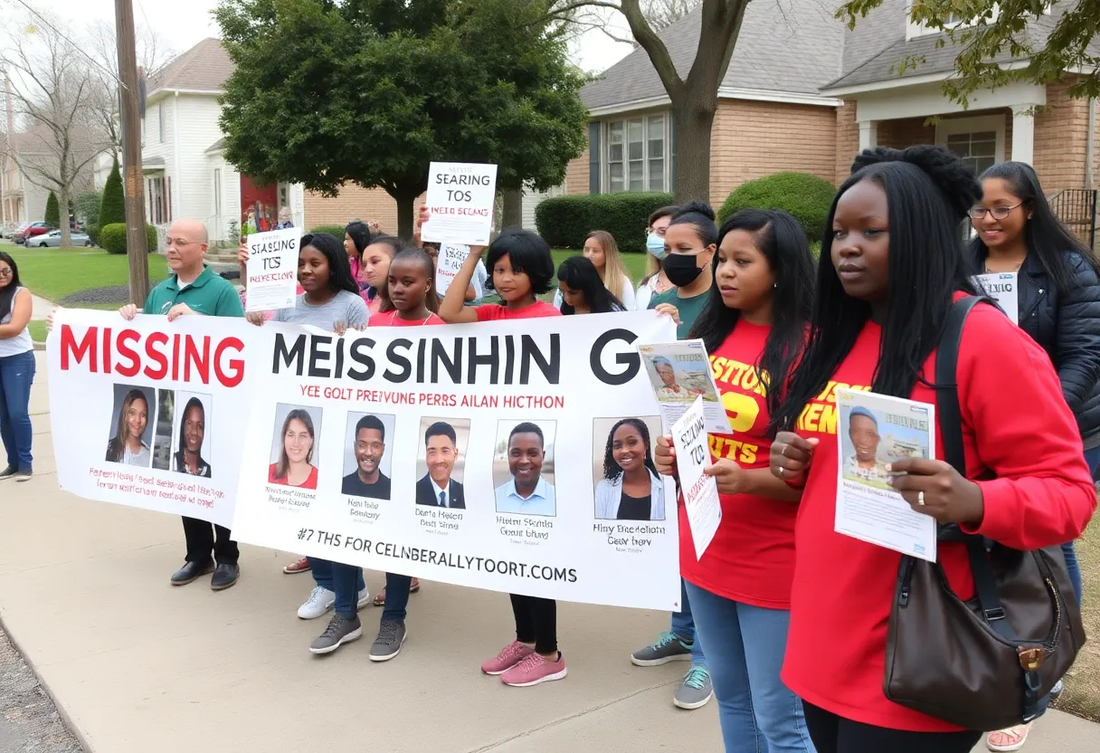 Community members gather to support the search for missing individuals in Columbia.