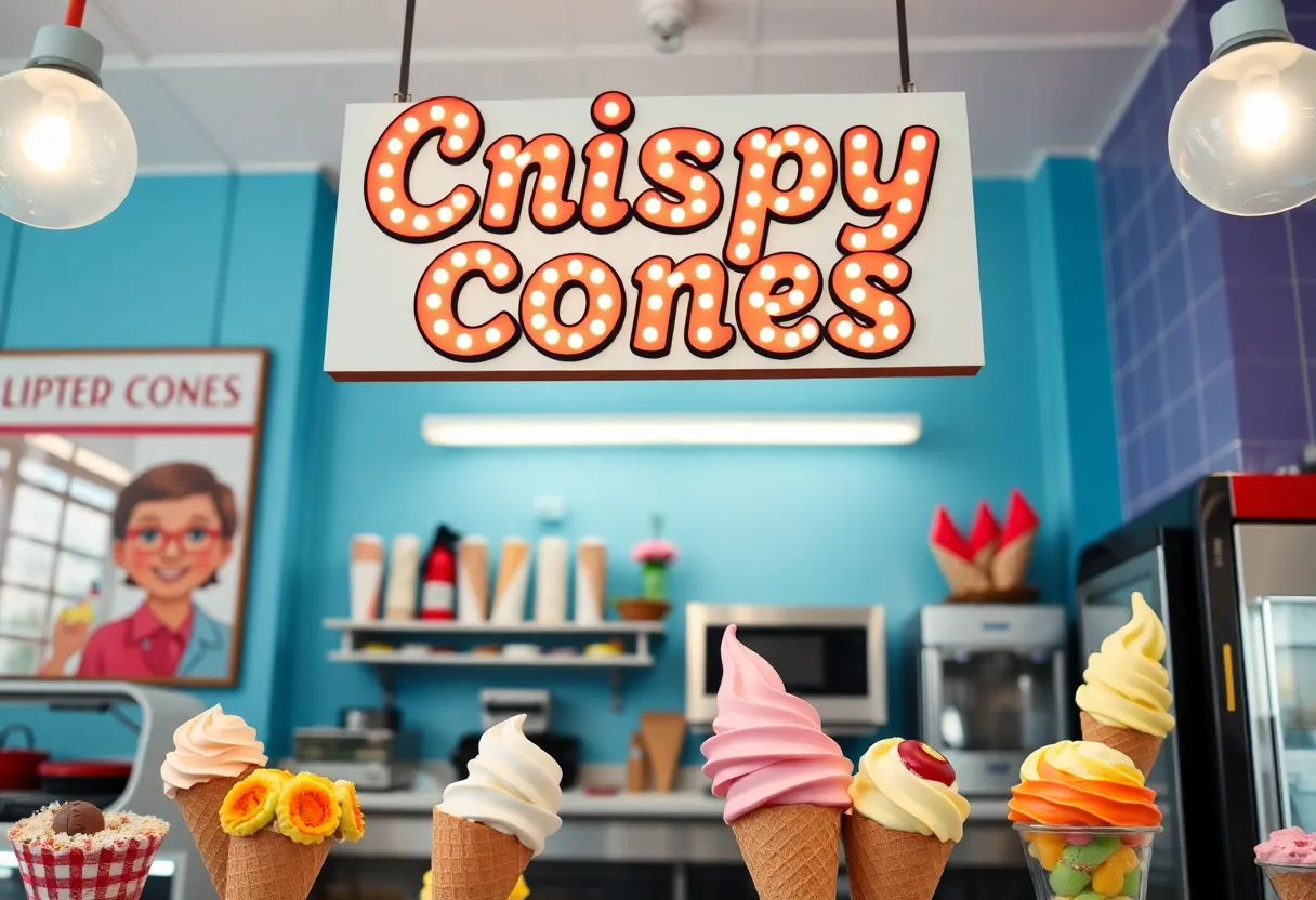Exterior of Crispy Cones Ice Cream Shop in Columbia, SC