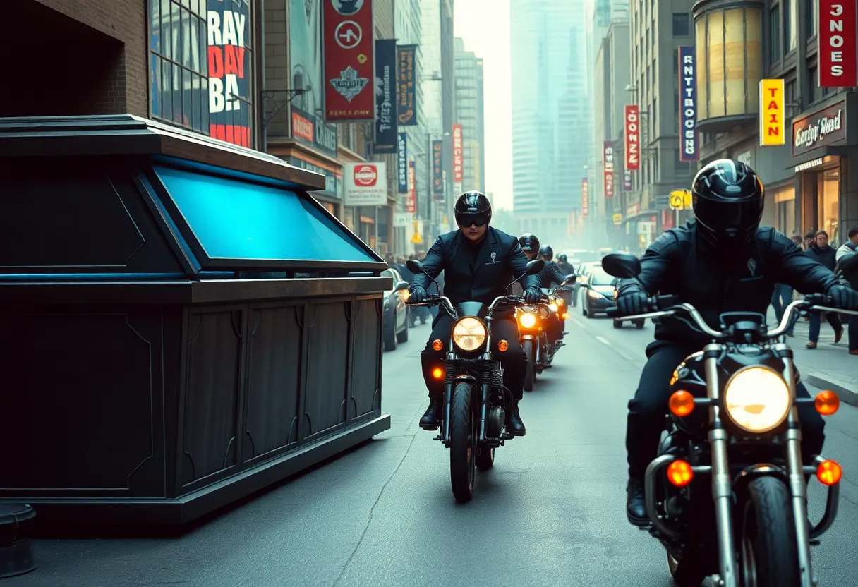 Dolph Lundgren filming a motorcycle chase scene in Columbia, SC