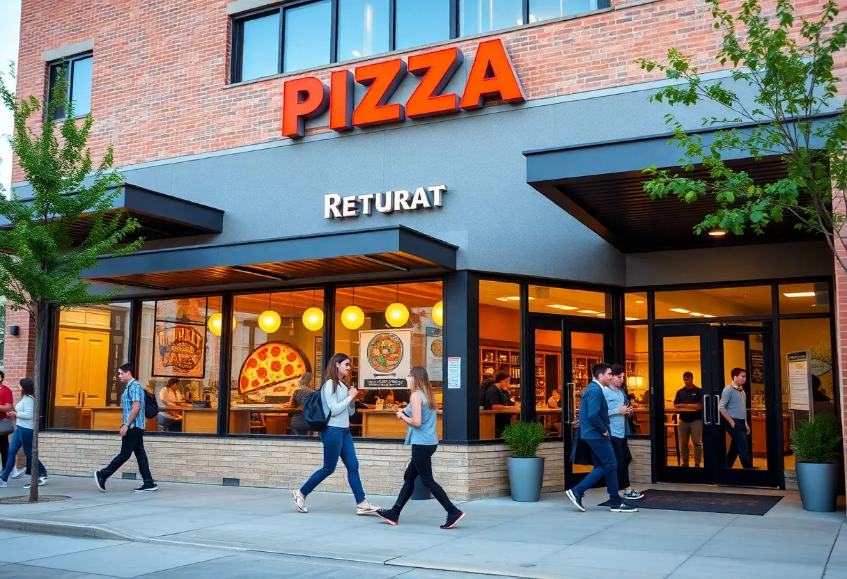 Exterior view of the new Domino's Pizza at Gateway 737 in downtown Columbia