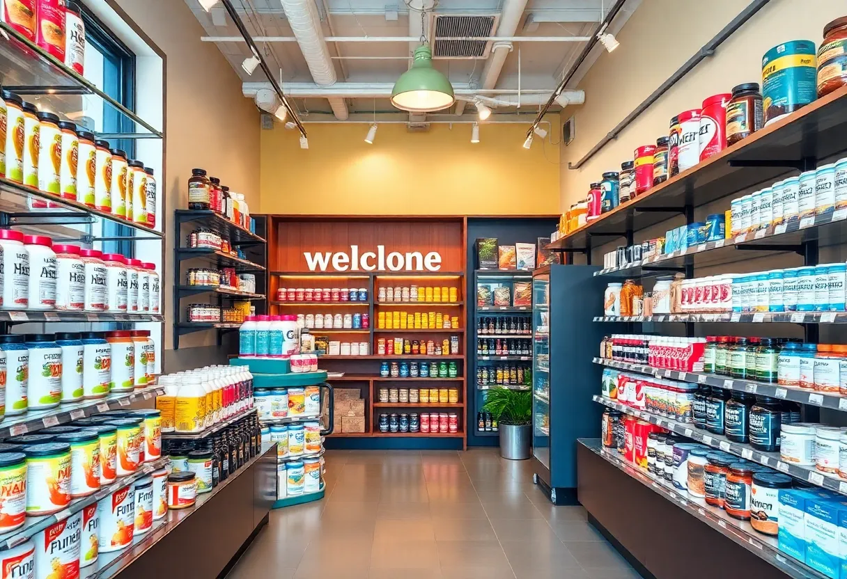 Interior of Evolve Fit Supplements with products displayed