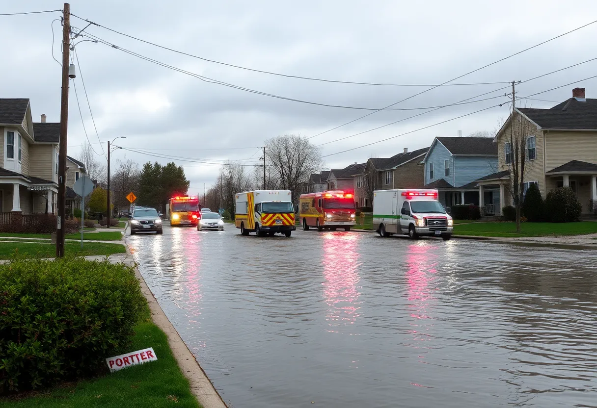 Flooded residential street in Lexington County