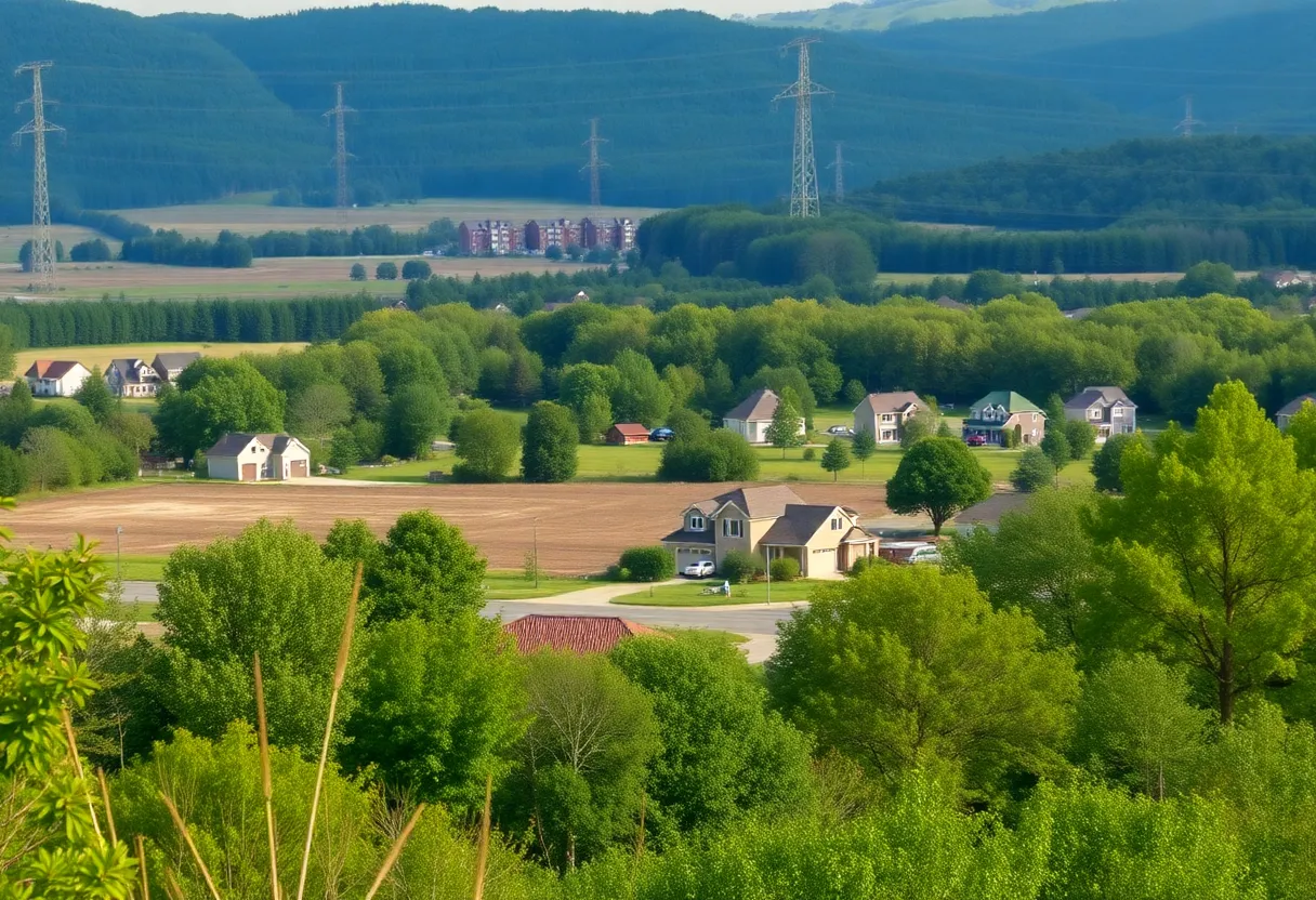 Rural landscape with proposed housing development site