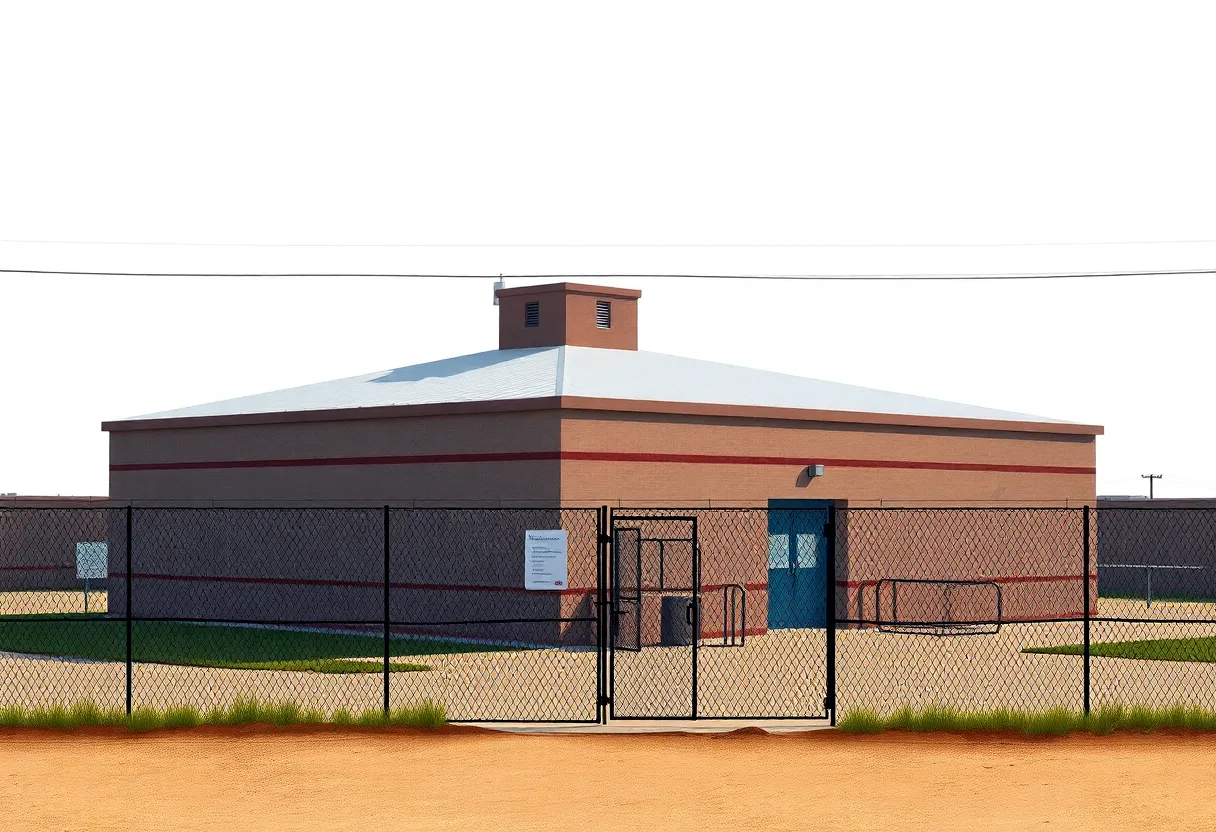 Conceptual illustration of an immigration detention center
