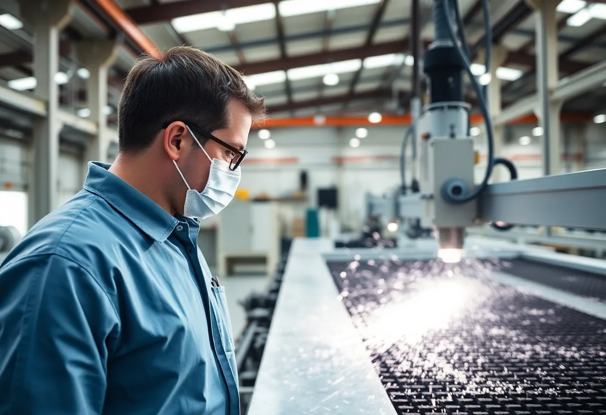 Health safety inspection at a manufacturing facility addressing Legionnaires' disease concerns