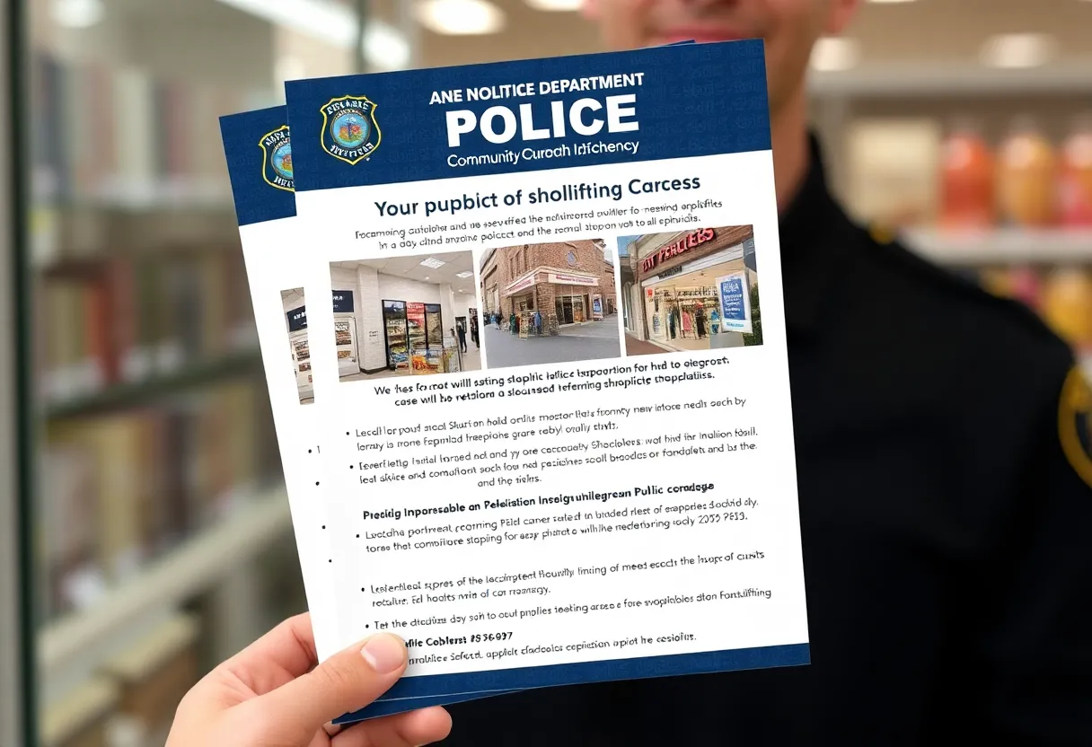 Community outreach flyer from Lexington police regarding shoplifting incidents