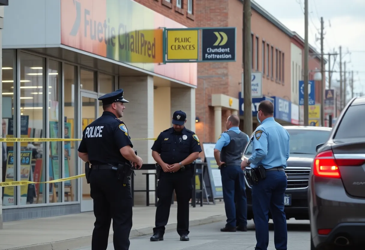 Lexington Police Department officers at the scene of theft investigation