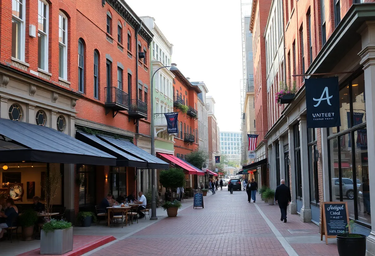 Main Street Lexington SC with new restaurants and historic buildings