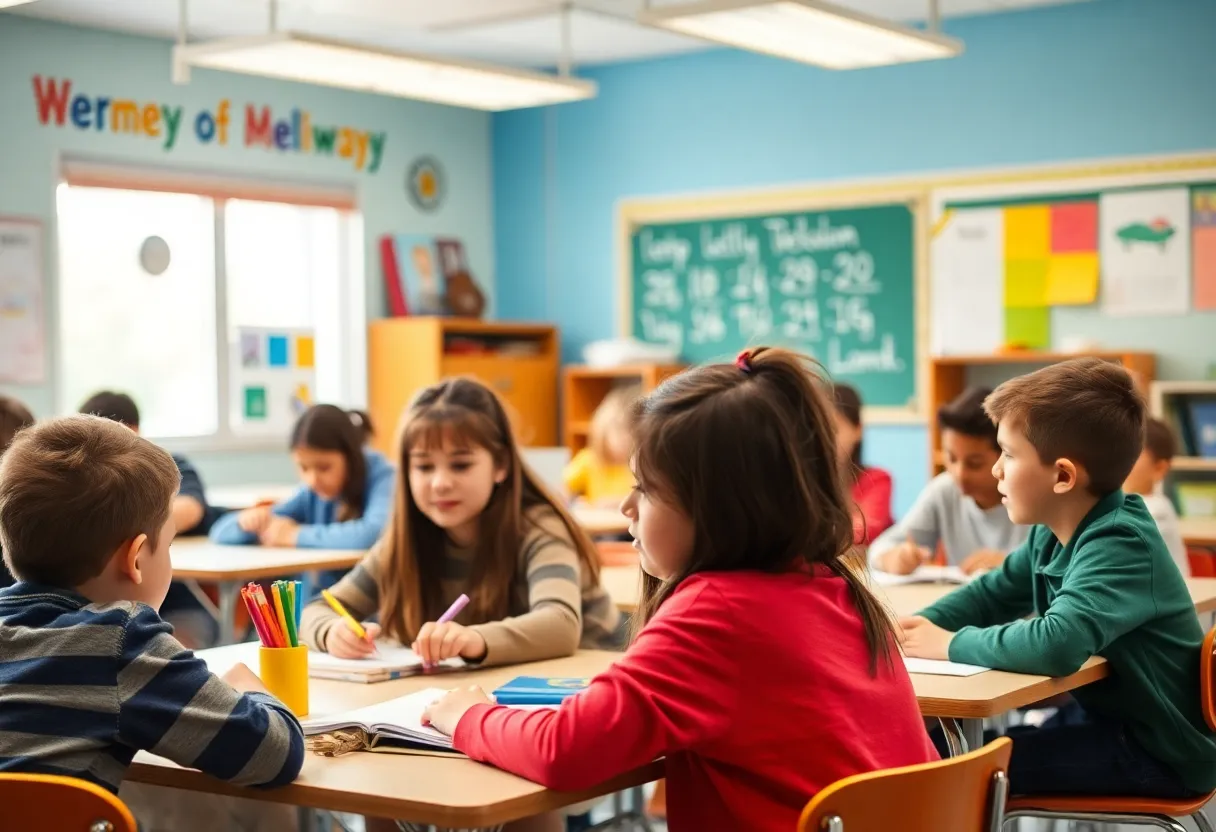 Classroom scene of engaged students showcasing leadership and creativity