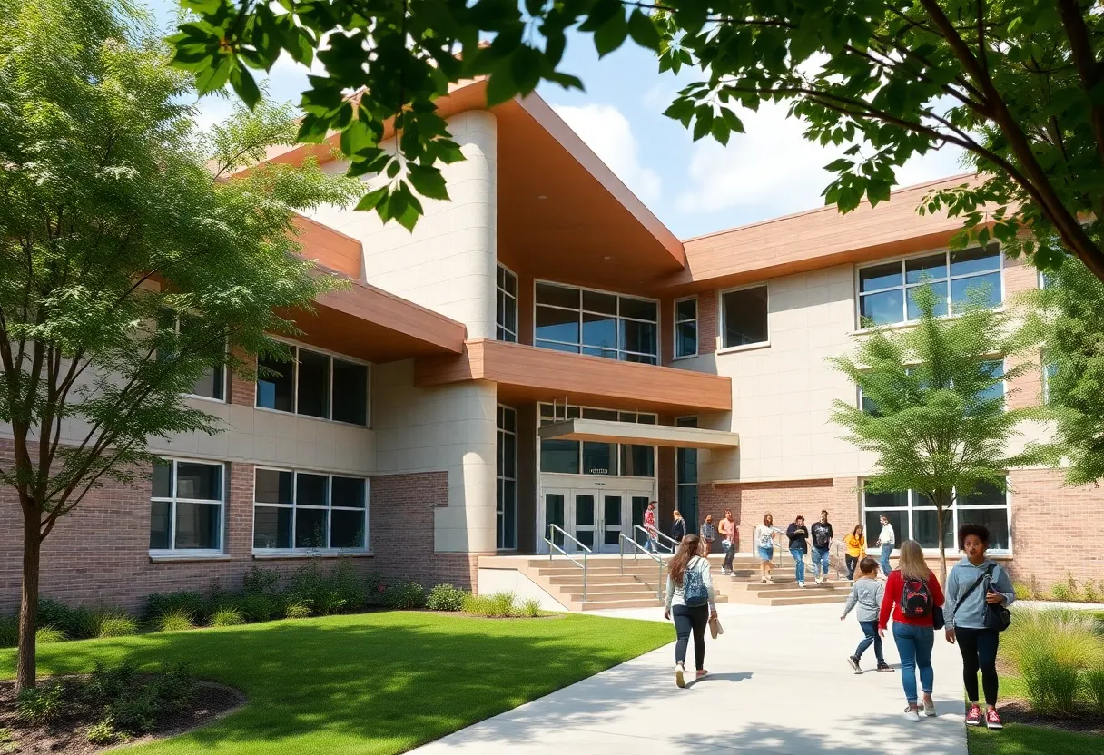 Exterior view of Mary E. Britton Middle School showcasing its modern design.