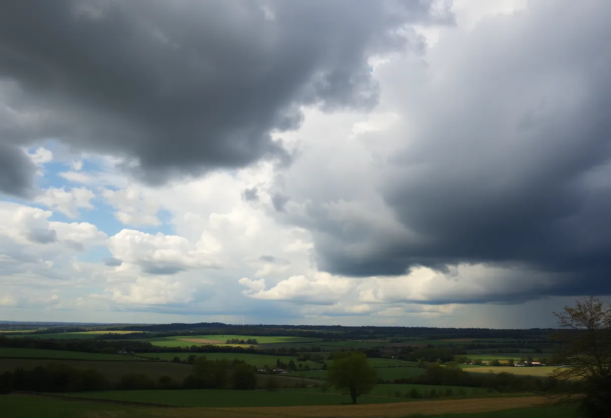 A scenic view of Midlands weather with stormy clouds.