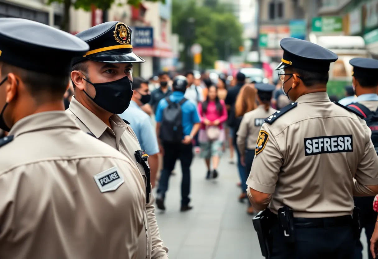 National Guard soldiers deployed in an urban area.