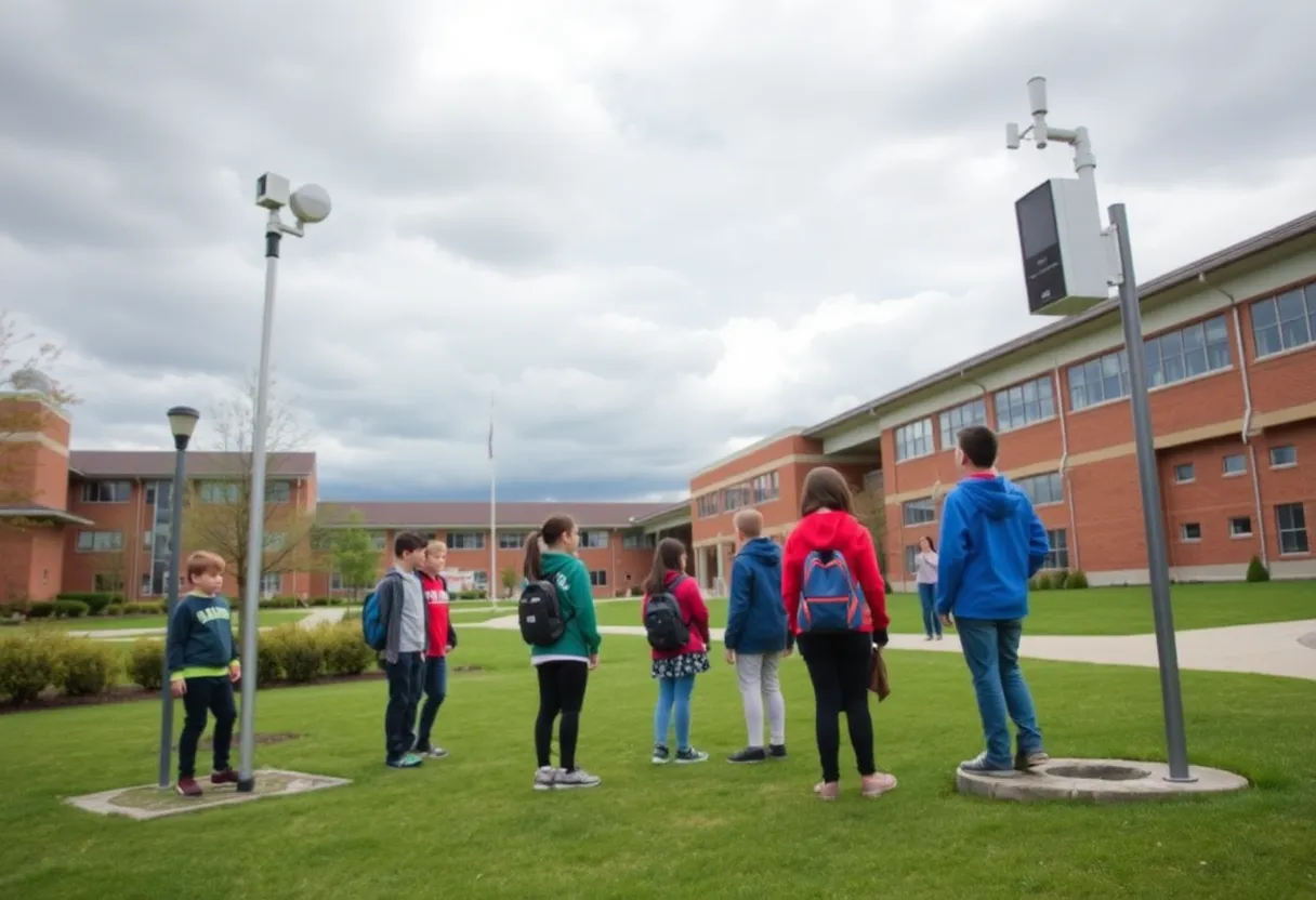 Athletic field with lightning tracking technology in action