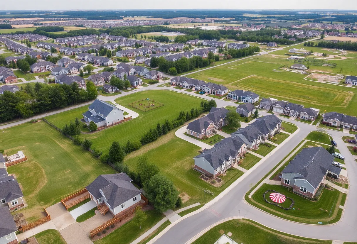 A visual representation of the proposed residential homes and community features in Lexington.