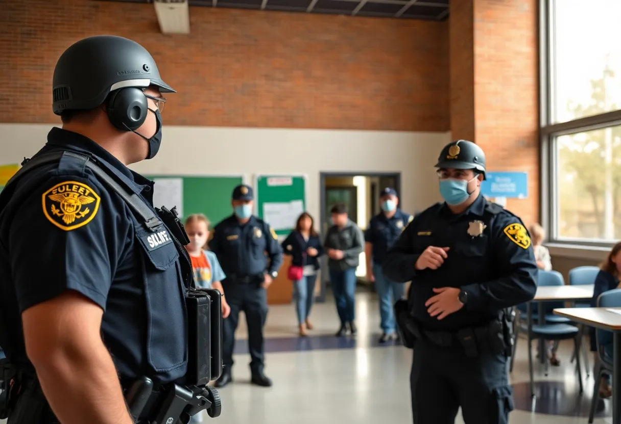 Illustration of school safety protocols being implemented