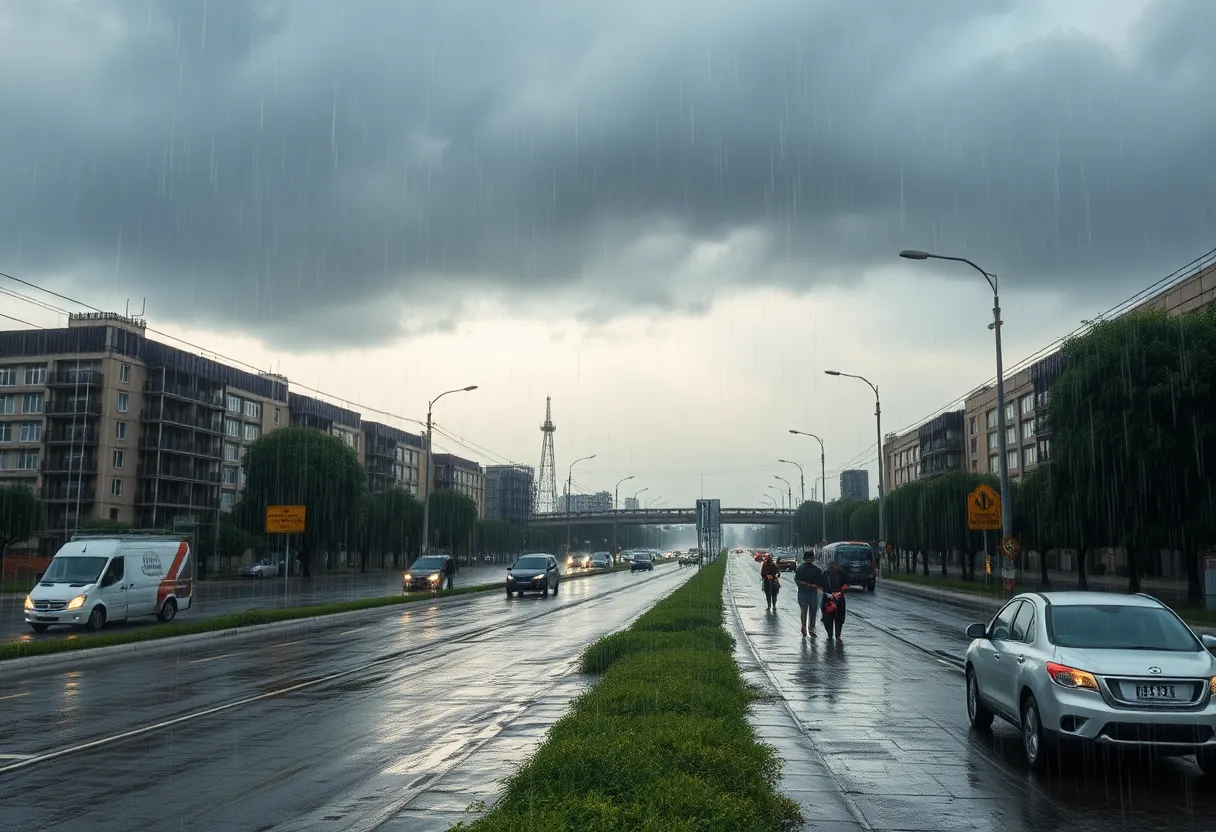 Heavy rain and thunderstorms in Columbia, SC causing flash floods.
