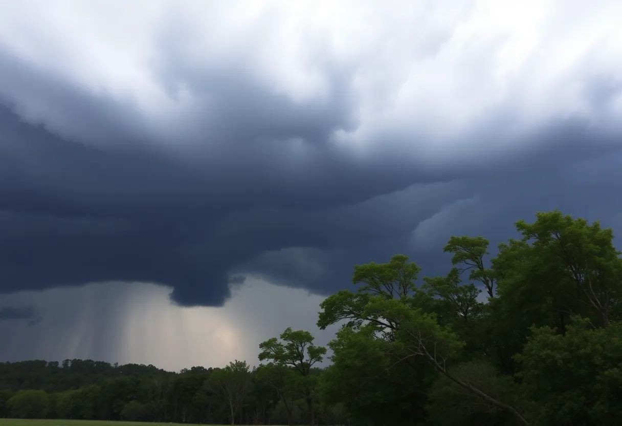 Storm clouds over Kentucky indicating severe weather conditions.