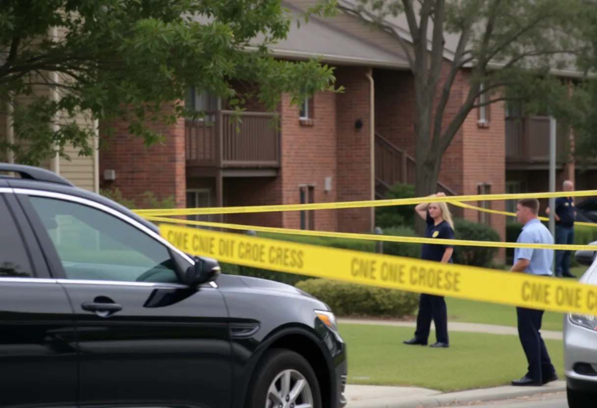 Police investigating a shooting scene at The Roost apartment complex in Columbia, SC.