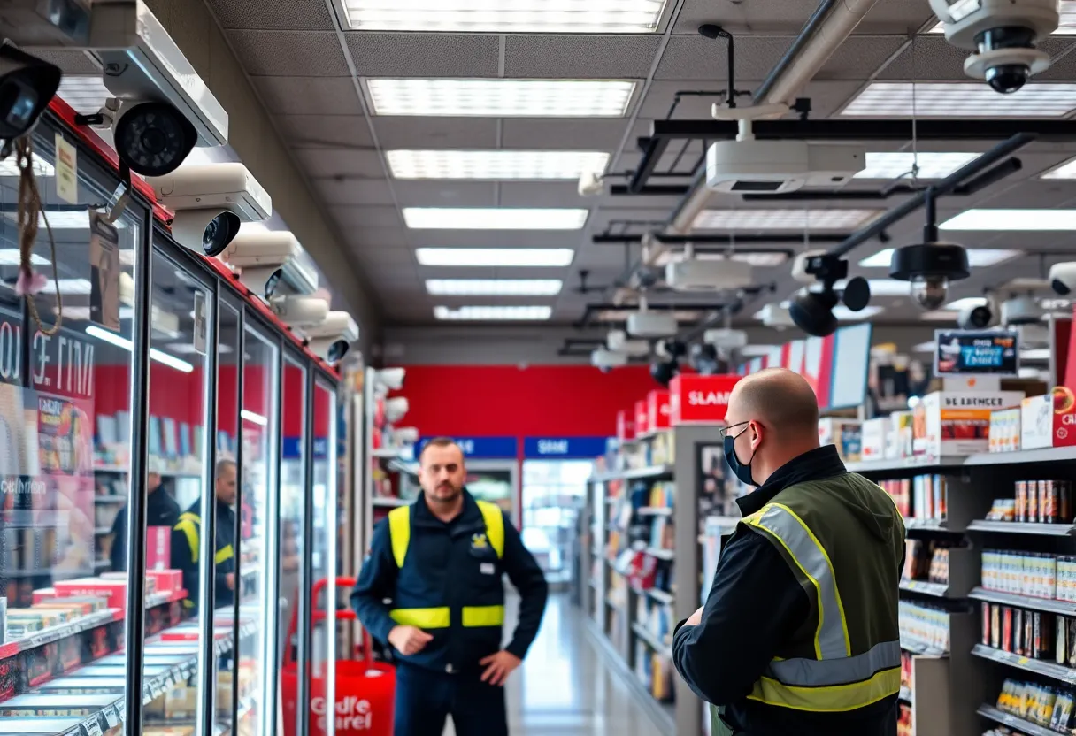 Kohl's store with security measures in place