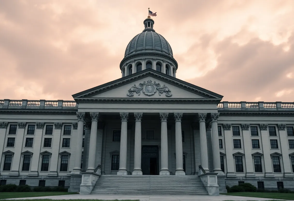 Image of the South Carolina State Capitol with shadows representing political ethics