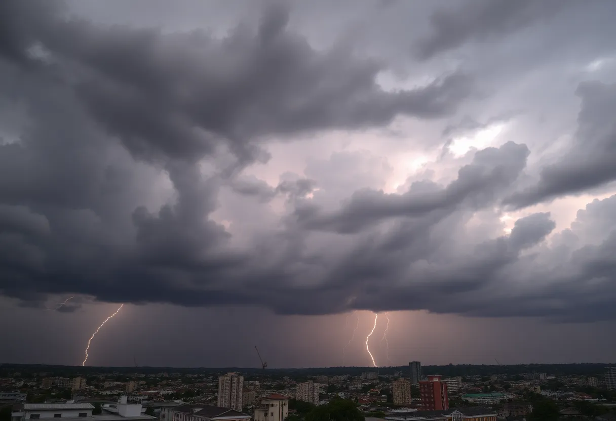 Dark storm clouds over Columbia SC