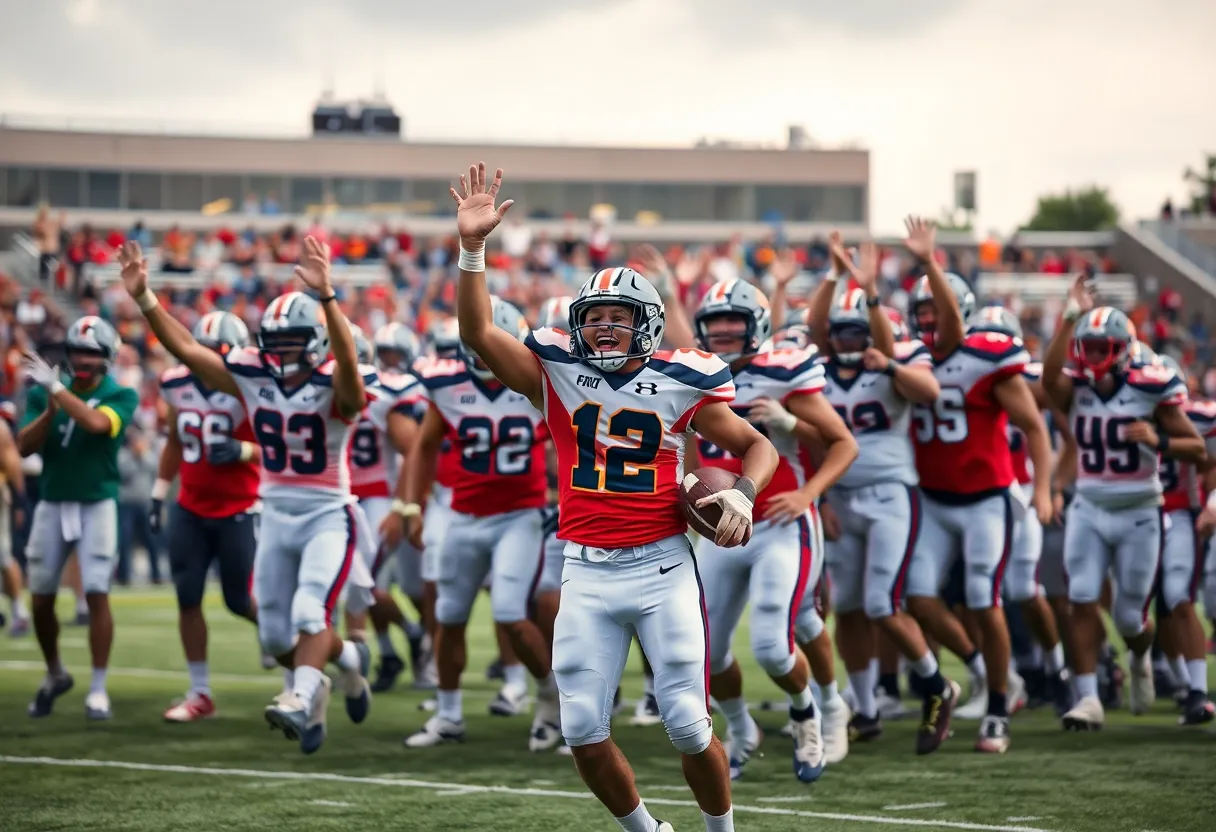 Virginia Tech football team's celebration of new recruit commitment