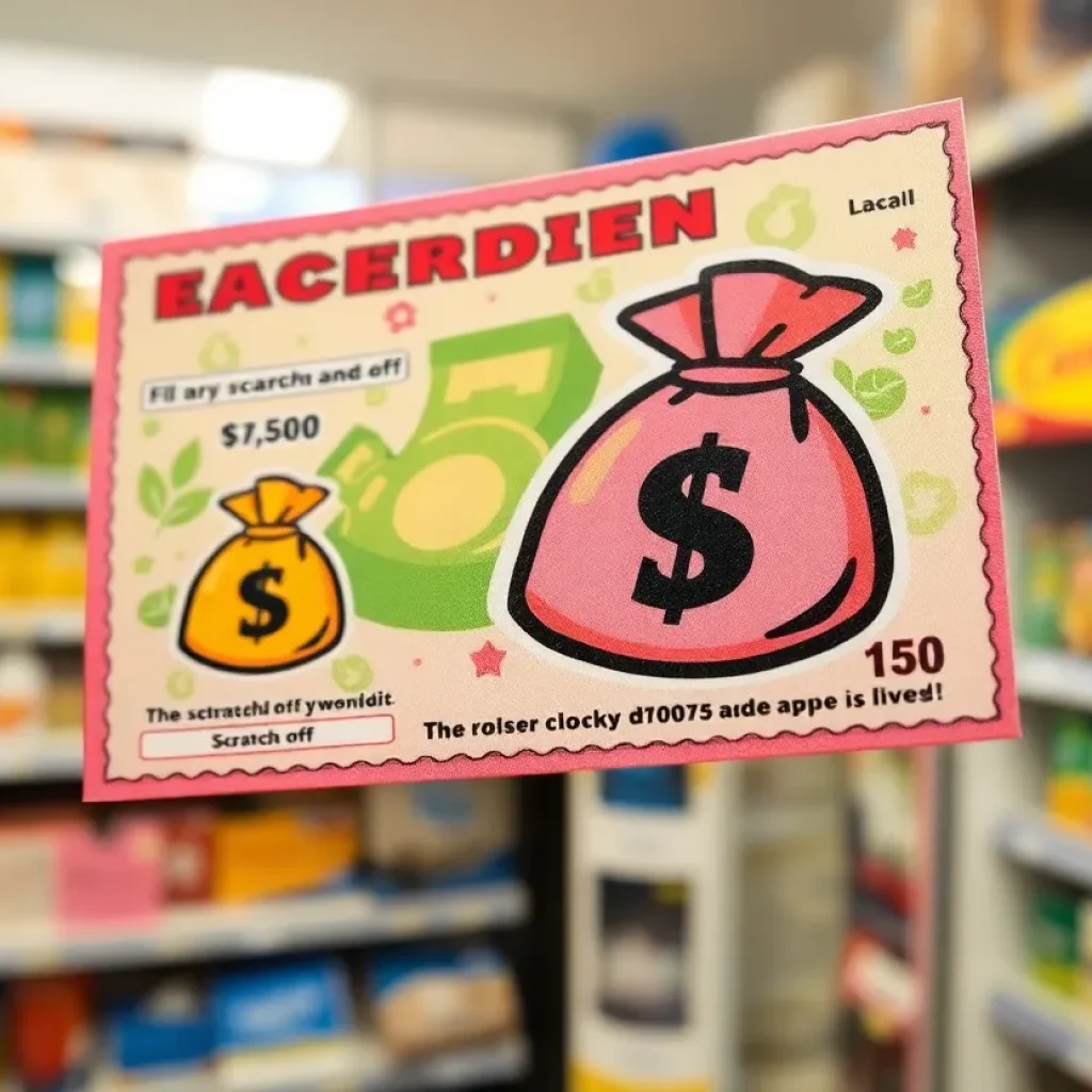 Scratch-off lottery ticket revealing a jackpot symbol