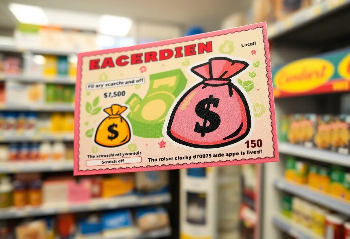 Scratch-off lottery ticket revealing a jackpot symbol