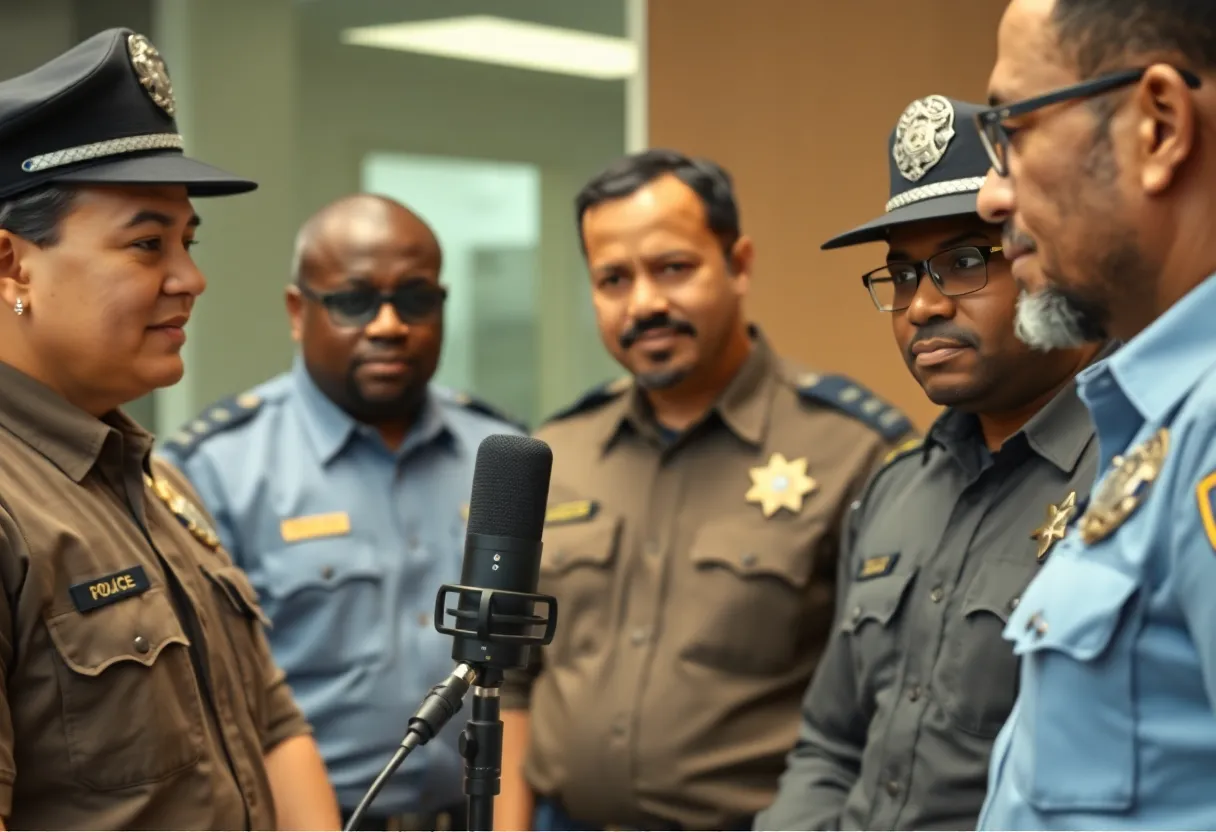 Law enforcement officers engaging in a podcast discussion