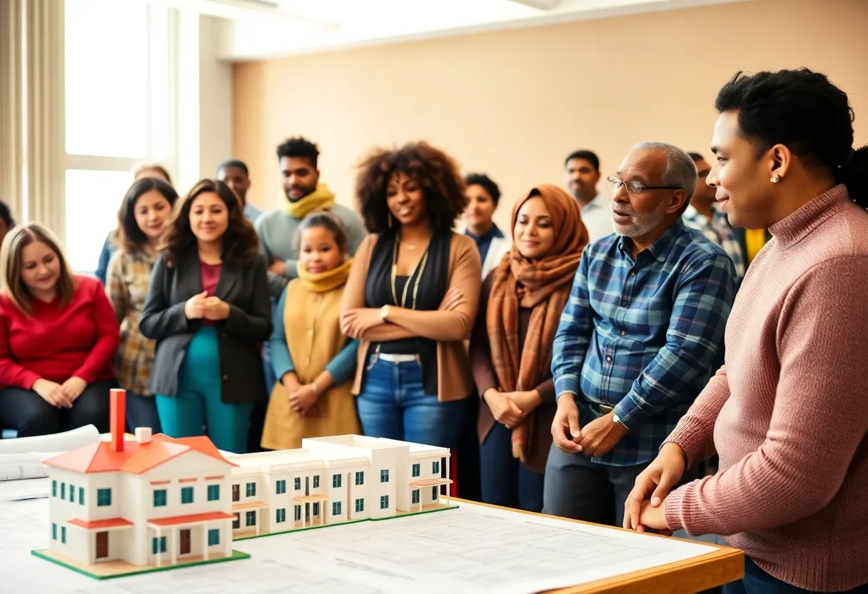 Residents participating in a community meeting about affordable housing options in Columbia.
