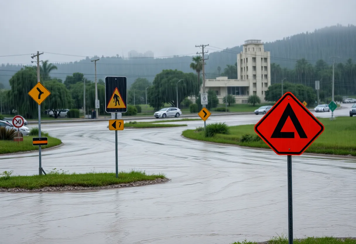 Heavy flooding in an urban area of Columbia, SC
