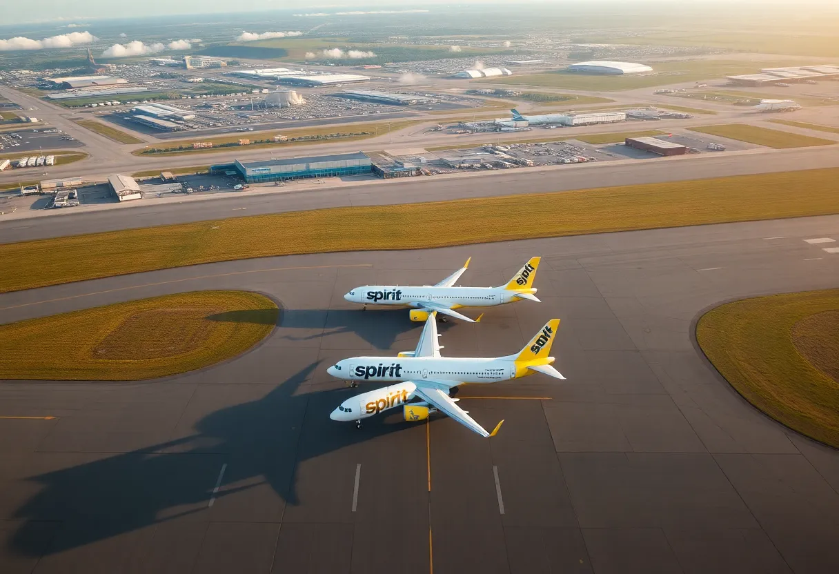 Spirit Airlines aircraft at Columbia Metropolitan Airport