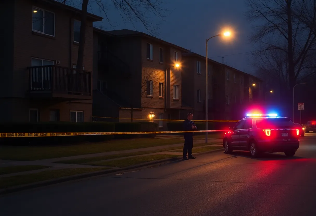 Police at the scene of a shooting at Redpoint Columbia apartment complex.