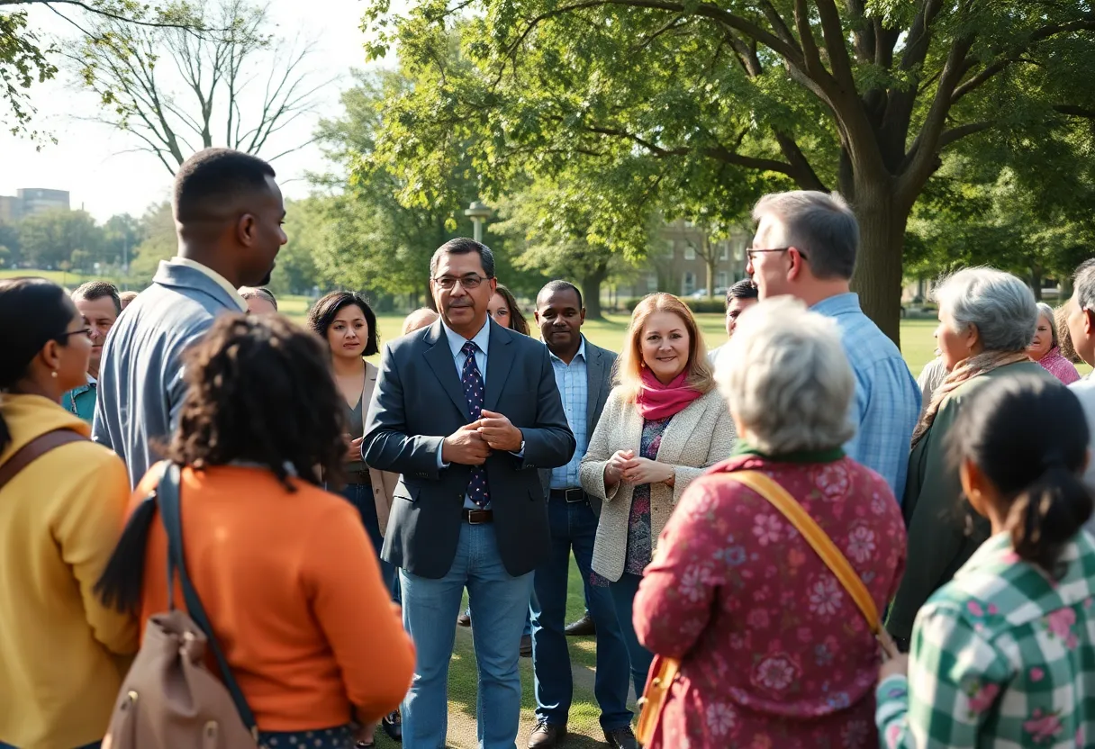 Community members engaging in discussions at Columbia Town Hall Tour.