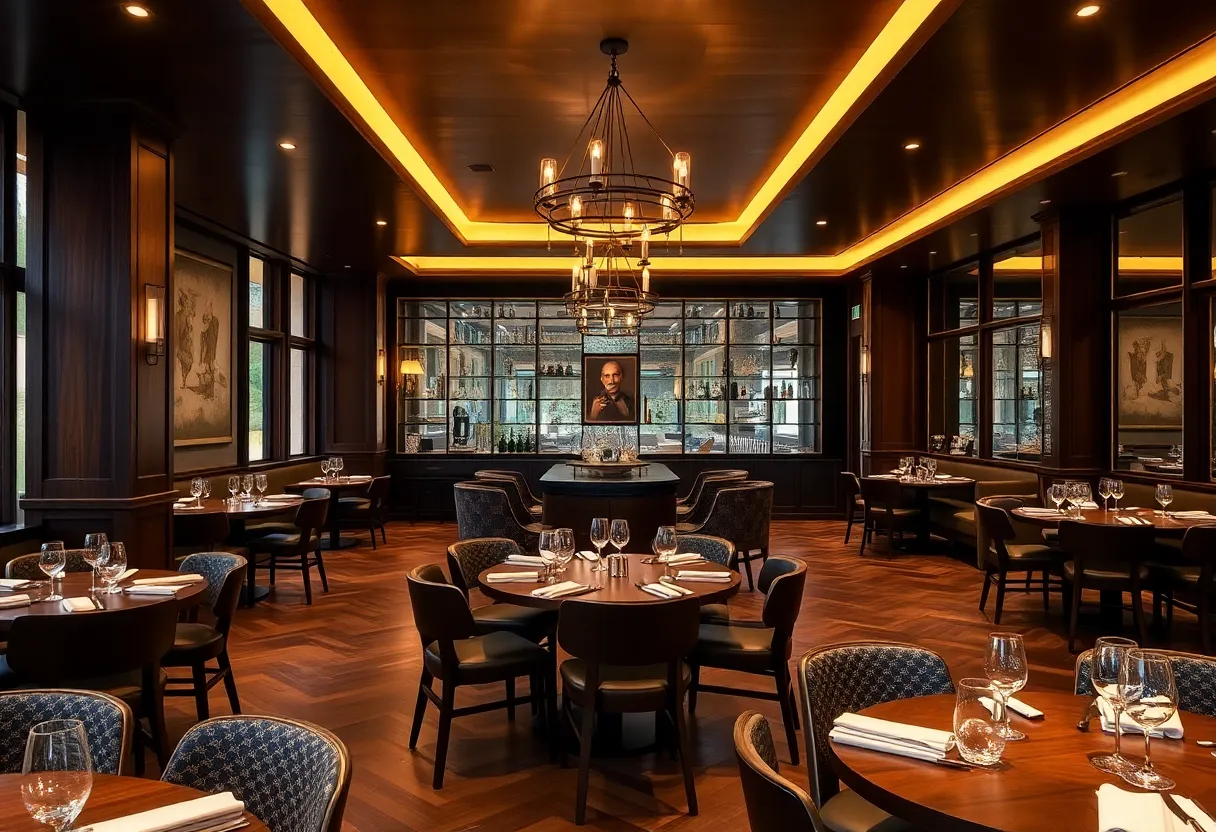 Upscale dining interior at Ember Restaurant in Lexington