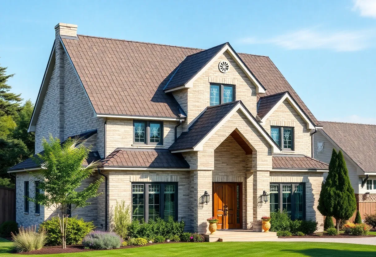 A variety of energy efficient roofing styles on a modern home