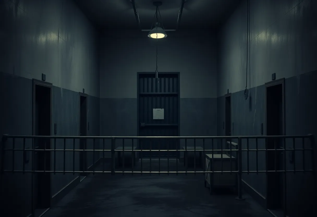 Interior of a prison execution chamber, highlighting the debate over capital punishment methods.
