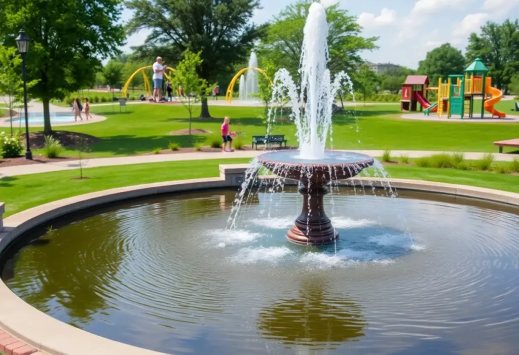 Restored Finlay Park with fountain and recreational facilities