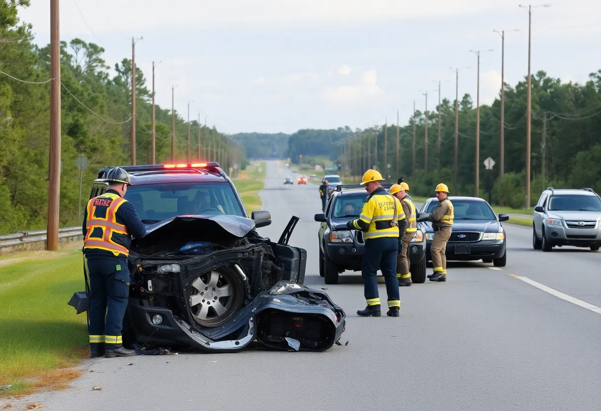 Emergency responders at a crash site in Gaston SC