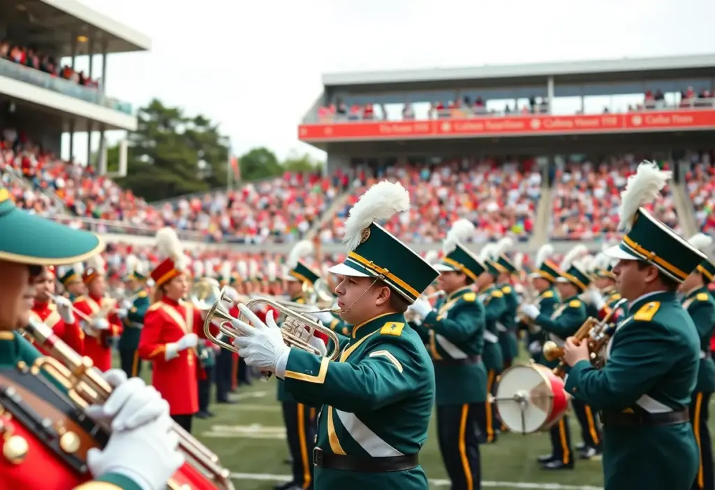 Marching bands performing at the Big HBCU Battle of the Bands in Columbia, SC