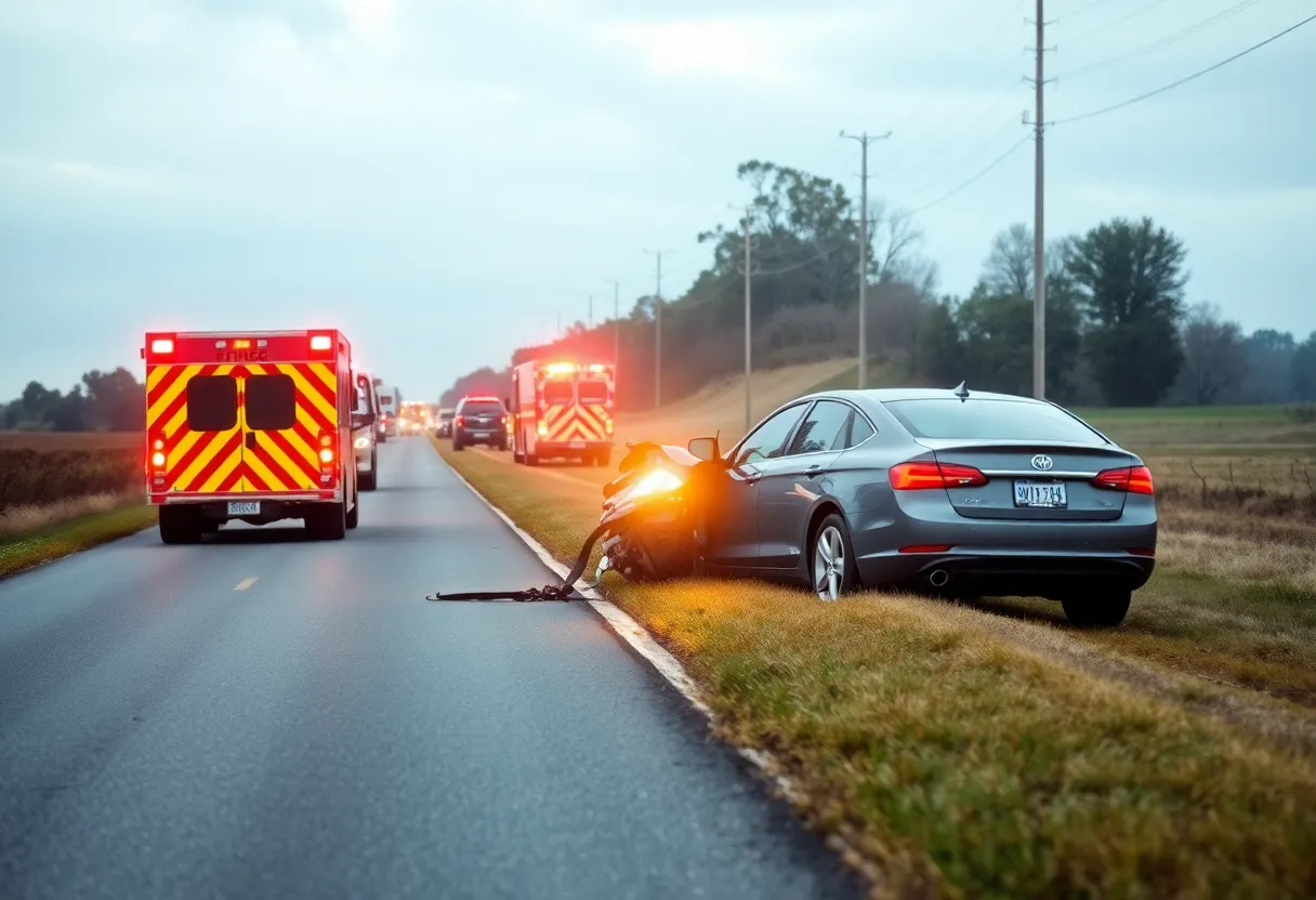 Emergency responders at the scene of a fatal head-on collision
